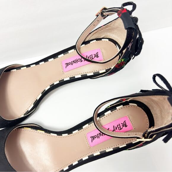 BETSEY JOHNSON RESSY BLACK RED YELLOW FLORAL MULTI WOMEN'S SIZE 7M NO BOX - Picture 5 of 7